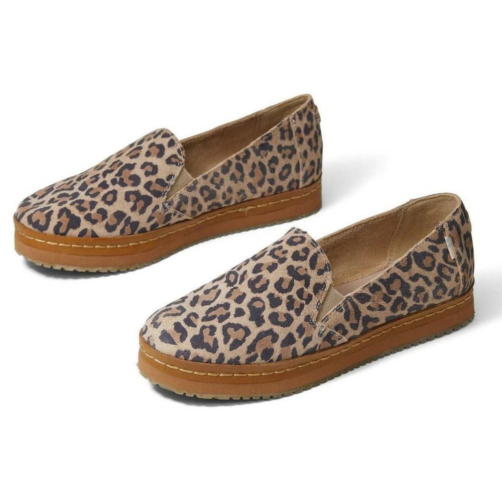 TOMS Desert Tan Leopard Print Suede Women's Palma Wrap Slip-Ons Size 9 1/2
